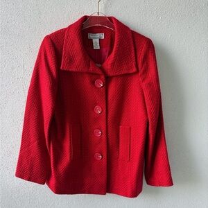 Simonton Says Red Size S Button Long Sleeve Jacket Quiet Luxury Career Church